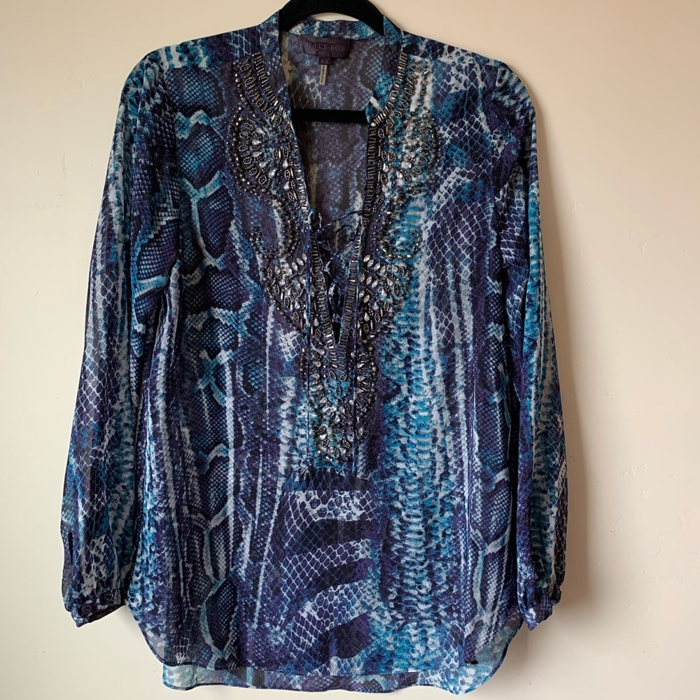 Hale Bob Beaded Chiffon Top